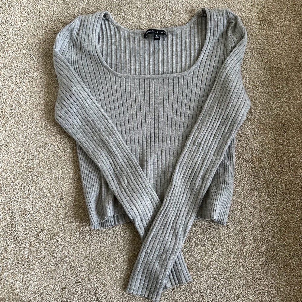 Gray Ribbed Cropped top